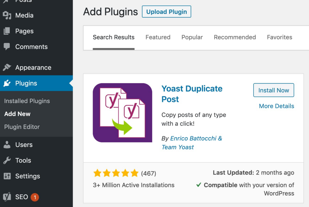 Yoast Duplicate Post plugin for WordPress